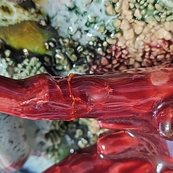 Rare ceramic plate Lobster with. Vintage antique palissy plate handmade faience - Picture 8 of 9